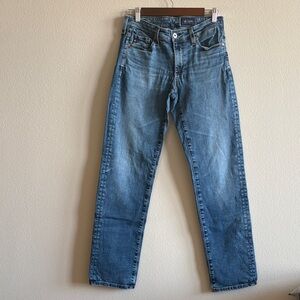 AG Adriano Goldschmied Sandra Straight Leg Jeans Medium Blue Wash Low Rise Sz 27